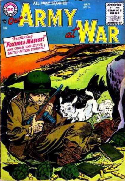 Our Army at War 36 - Foxhole Mascot - Gun - Bullets - Grenades - Dog