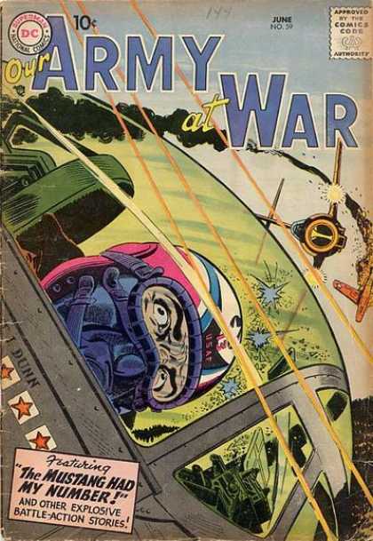 Our Army at War 59 - Superman National Comics - Approved By The Comics Code - Plane - Pilot - Mustang