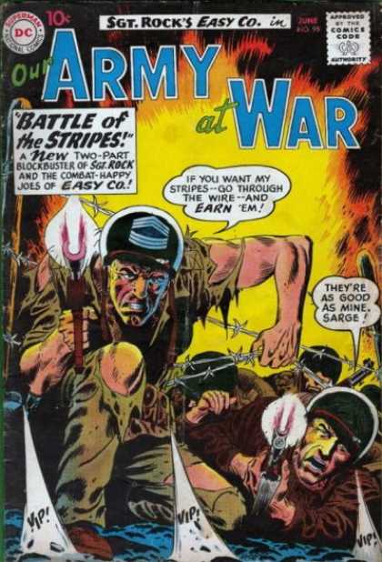 Our Army at War 95 - Battle Of The Stripes - Barb Wire - Gunfire - Crawling - Battle - Joe Kubert