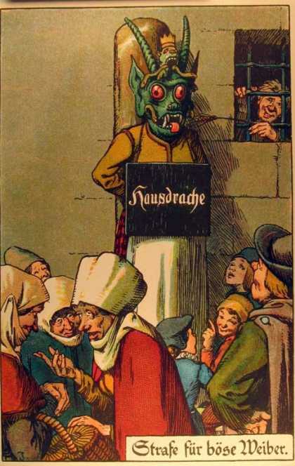 Public Punishment Postcards - <<House dragon -- punishment for evil broads>>