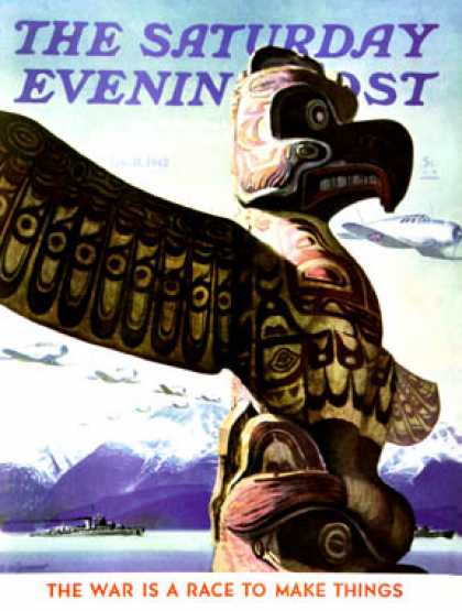 Saturday Evening Post - 1942-01-31: Totem Pole (John Clymer)