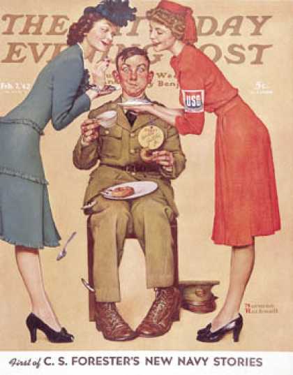 Saturday Evening Post - 1942-02-07: "Willie Gillis at the U.S.O." (Norman Rockwell)