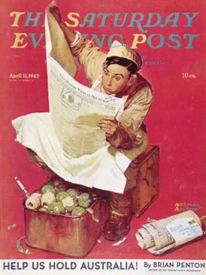 Saturday Evening Post - 1942-04-11: "Willie Gillis on K.P" (Norman Rockwell)