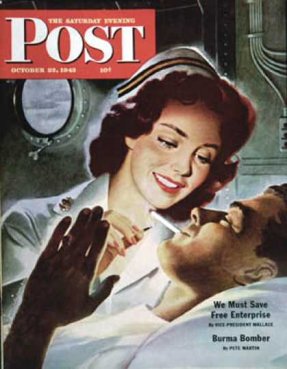 Saturday Evening Post - 1943-10-23: Lighting His Cigarette (Jon Whitcomb)