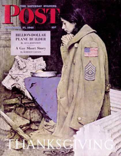 Saturday Evening Post - 1943-11-27: "Refugee Thanksgiving" (Norman Rockwell)