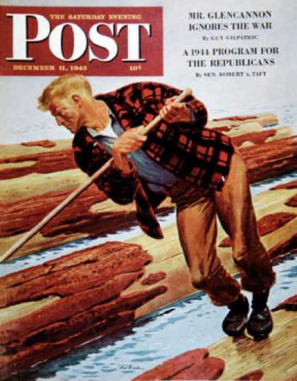 Saturday Evening Post - 1943-12-11: Log Rolling (Fred Ludekens)