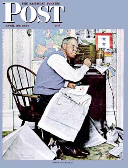 Saturday Evening Post - 1944-04-29: "Armchair General" (Norman Rockwell)