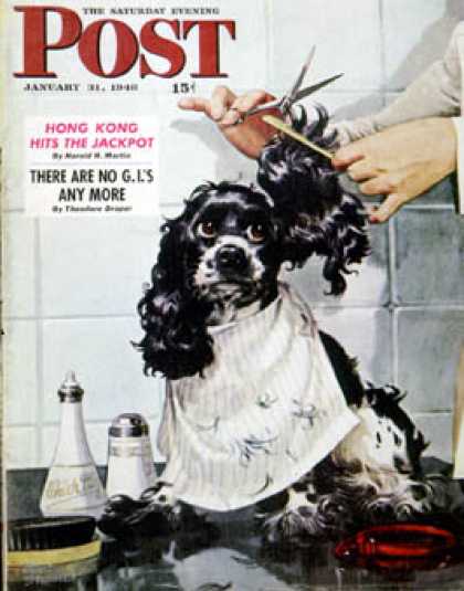 Saturday Evening Post - 1948-01-31: Butch's Haircut (Albert Staehle)