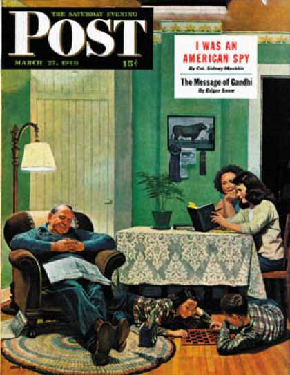 Saturday Evening Post - 1948-03-27: After Dinner at the Farm (John Falter)