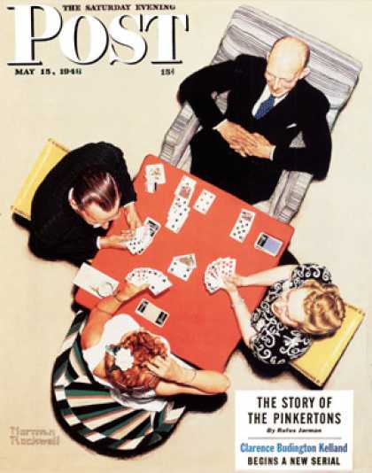 Saturday Evening Post - 1948-05-15: "Bridge Game" or "Playing   Cards" (Norman Rockwell)