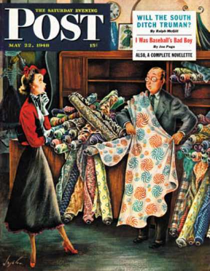 Saturday Evening Post - 1948-05-22: Fabric Store (Constantin Alajalov)