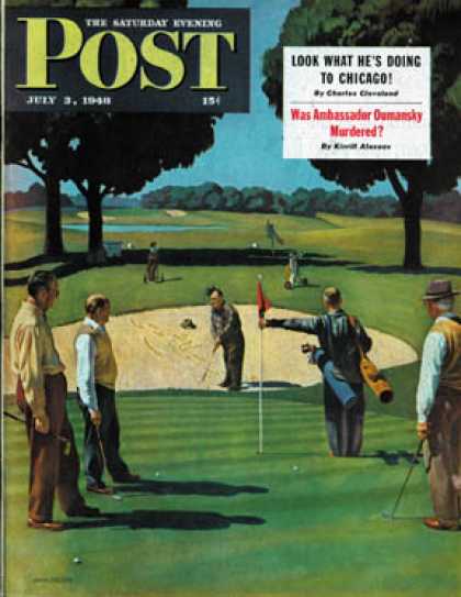 Saturday Evening Post - 1948-07-03: Sand Trap (John Falter)