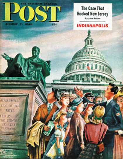Saturday Evening Post - 1948-08-07: Tourists in Washington D. C. (Constantin Alajalov)