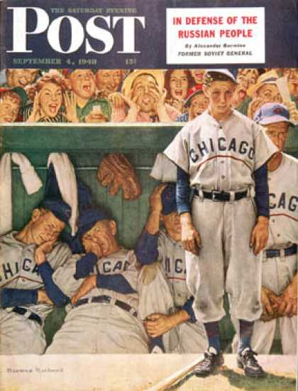 Saturday Evening Post - 1948-09-04: "Dugout" (Norman Rockwell)