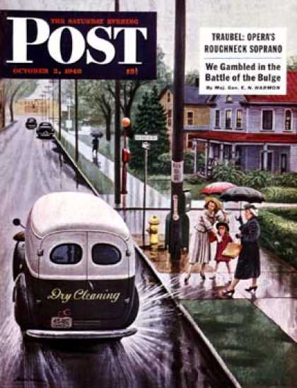 Saturday Evening Post - 1948-10-02: Muddied by Dry Cleaning Truck (Stevan Dohanos)