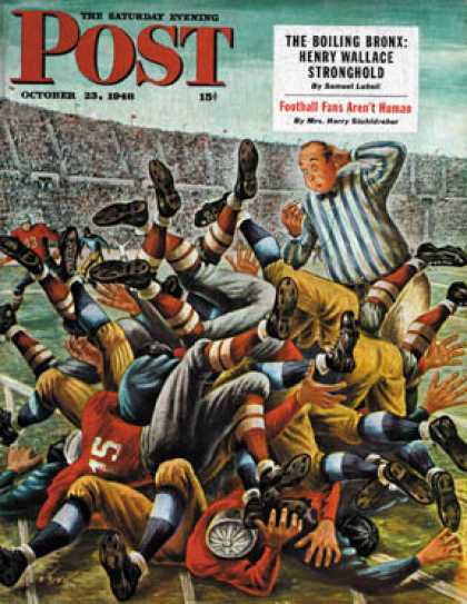 Saturday Evening Post - 1948-10-23: Football Pile-up (Constantin Alajalov)