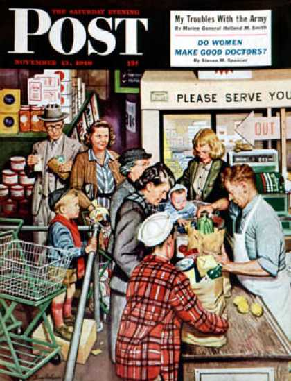 Saturday Evening Post - 1948-11-13: Grocery LIne (Stevan Dohanos)