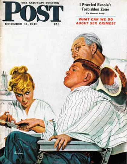 Saturday Evening Post - 1948-12-11: Haircut and Manicure (George Hughes)