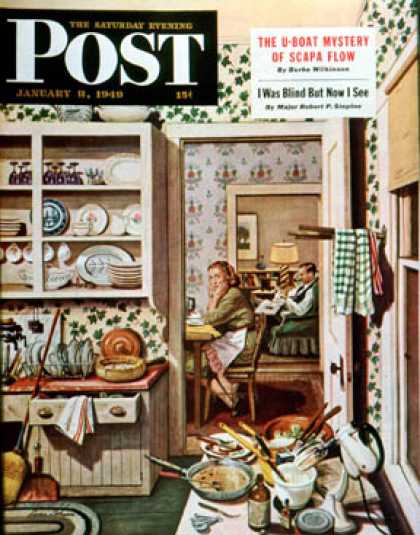 Saturday Evening Post - 1949-01-08: After Dinner Dishes (Stevan Dohanos)