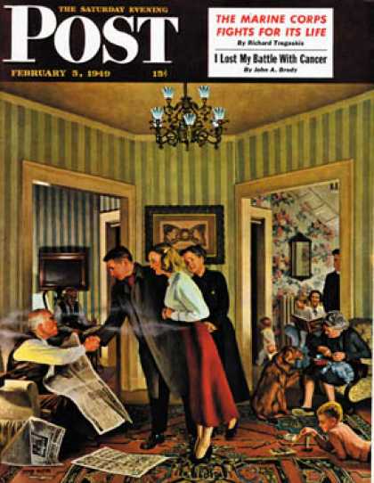 Saturday Evening Post - 1949-02-05: Meeting the Date (John Falter)