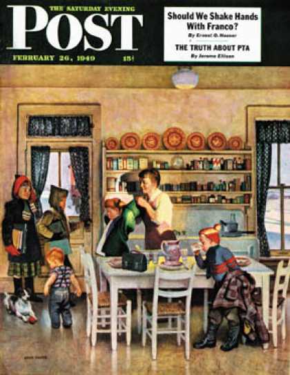Saturday Evening Post - 1949-02-26: Getting Ready for School (John Falter)