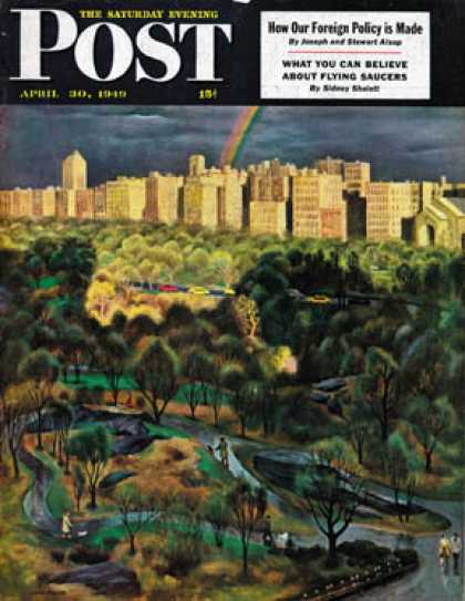 Saturday Evening Post - 1949-04-30: Central Park Rainbow (John Falter)