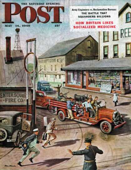 Saturday Evening Post - 1949-05-14: Small Town Fire Company (Stevan Dohanos)