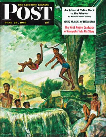 Saturday Evening Post - 1949-06-25: Swimming Hole (Mead Schaeffer)