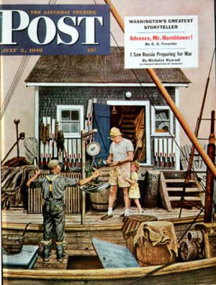 Saturday Evening Post - 1949-07-02: Buying Lobsters (Stevan Dohanos)