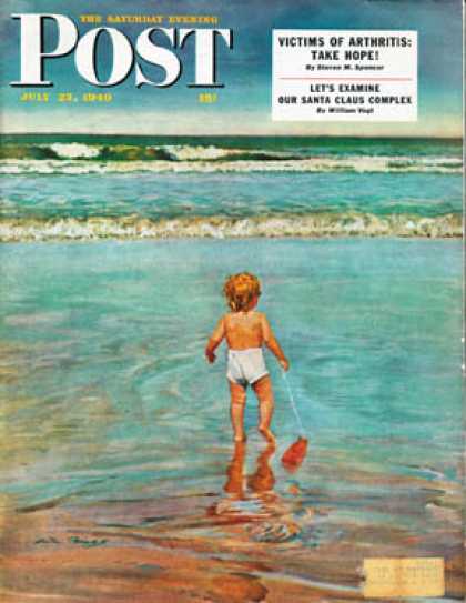 Saturday Evening Post - 1949-07-23: Baby at the Beach (Austin Briggs)