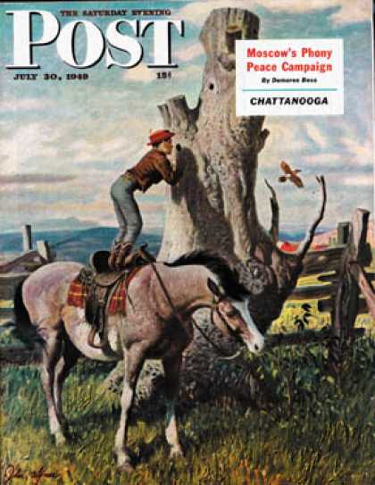 Saturday Evening Post - 1949-07-30: Boy on Horse (John Clymer)