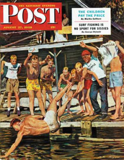 Saturday Evening Post - 1949-08-27: Wet Camp Counselor (Austin Briggs)