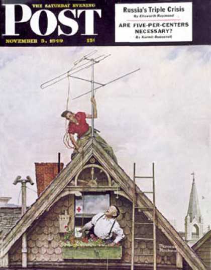Saturday Evening Post - 1949-11-05: "New T.V. Set" (Norman Rockwell)