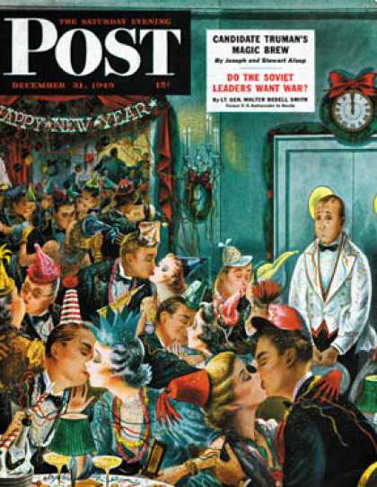 Saturday Evening Post - 1949-12-31: Midnight and Nobody to Kiss (Constantin Alajalov)