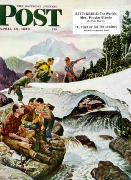 Saturday Evening Post - 1950-04-15: Tired Hiker (John Clymer)