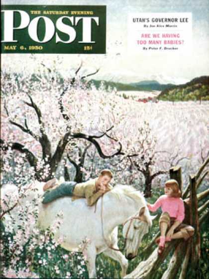 Saturday Evening Post - 1950-05-06: Apple Blossom Time (John Clymer)
