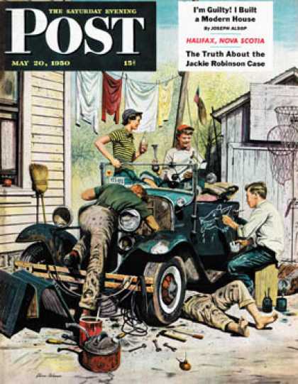 Saturday Evening Post - 1950-05-20: Working on the Jalopy (Stevan Dohanos)