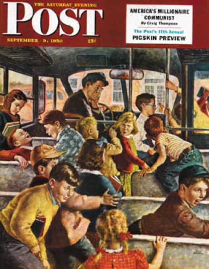 Saturday Evening Post - 1950-09-09: Rowdy Bus Ride (Amos Sewell)