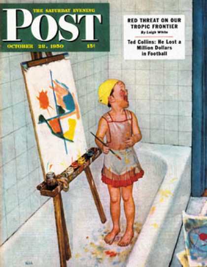 Saturday Evening Post - 1950-10-28: Artist in the Bathtub (Jack Welch)