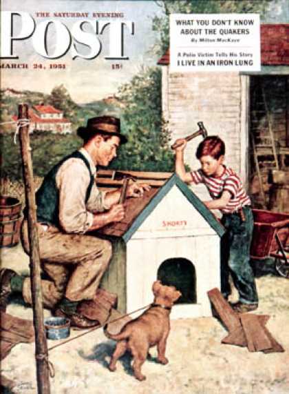 Saturday Evening Post - 1951-03-24: Building the Doghouse (Amos Sewell)