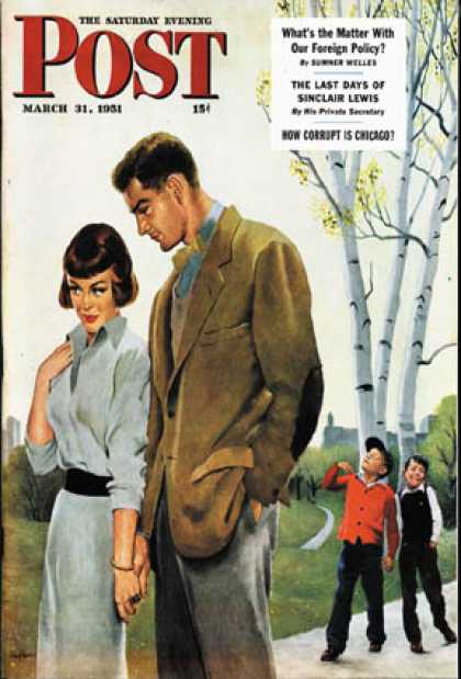 Saturday Evening Post - 1951-03-31: Mocking Romance (George Hughes)