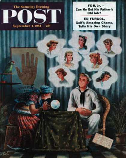 Saturday Evening Post - 1954-09-04: Which One? (Constantin Alajalov)