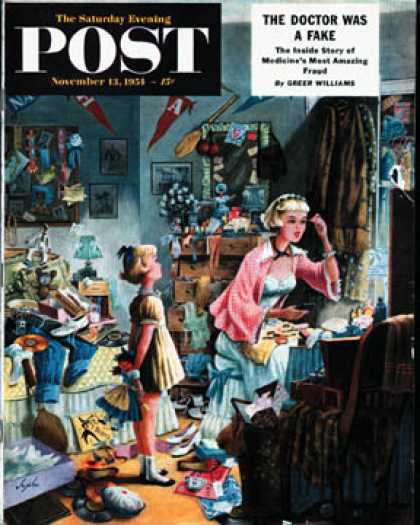 Saturday Evening Post - 1954-11-13: Getting Ready for a Date (Constantin Alajalov)