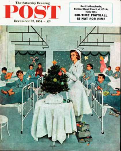 Saturday Evening Post - 1954-12-25: Children's Ward at Christmas (George Hughes)