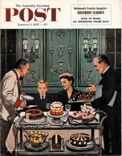 Saturday Evening Post - 1955-01-01: Dessert Cart (Stevan Dohanos)