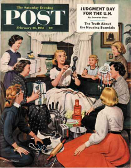 Saturday Evening Post - 1955-02-26: Bridal Shower (Stevan Dohanos)