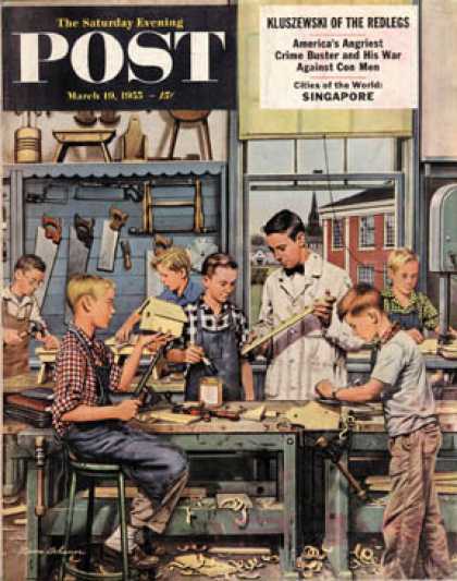 Saturday Evening Post - 1955-03-19: Shop Class (Stevan Dohanos)