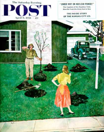 Saturday Evening Post - 1955-04-09: Put the Tree There? (George Hughes)