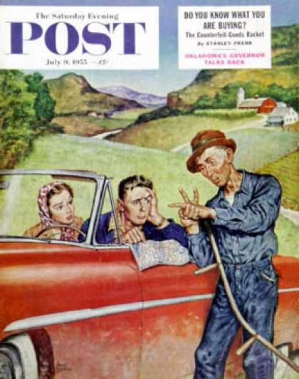 Saturday Evening Post - 1955-07-09: Go Two Miles, Turn Left... (Amos Sewell)
