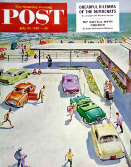 Saturday Evening Post - 1955-07-23: Flat Tire at the Beach (Thornton Utz)